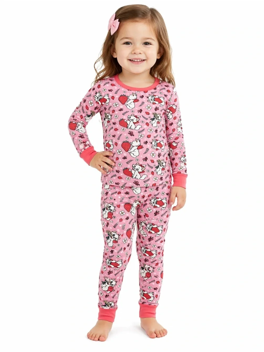 Boutique Bamboo Pajama Set Marie Aristocats Pink Size 2-3T 2pc Soft Stretch NEW‎